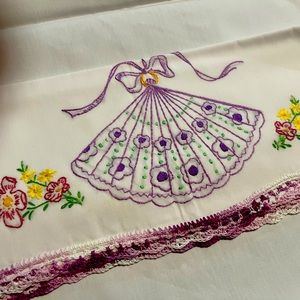 Hand stitched embroidered pillow cases